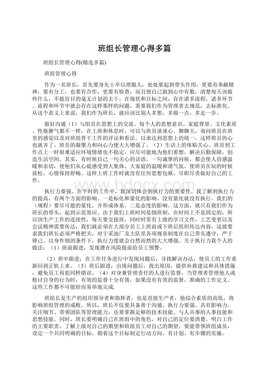 班组长管理心得多篇.docx