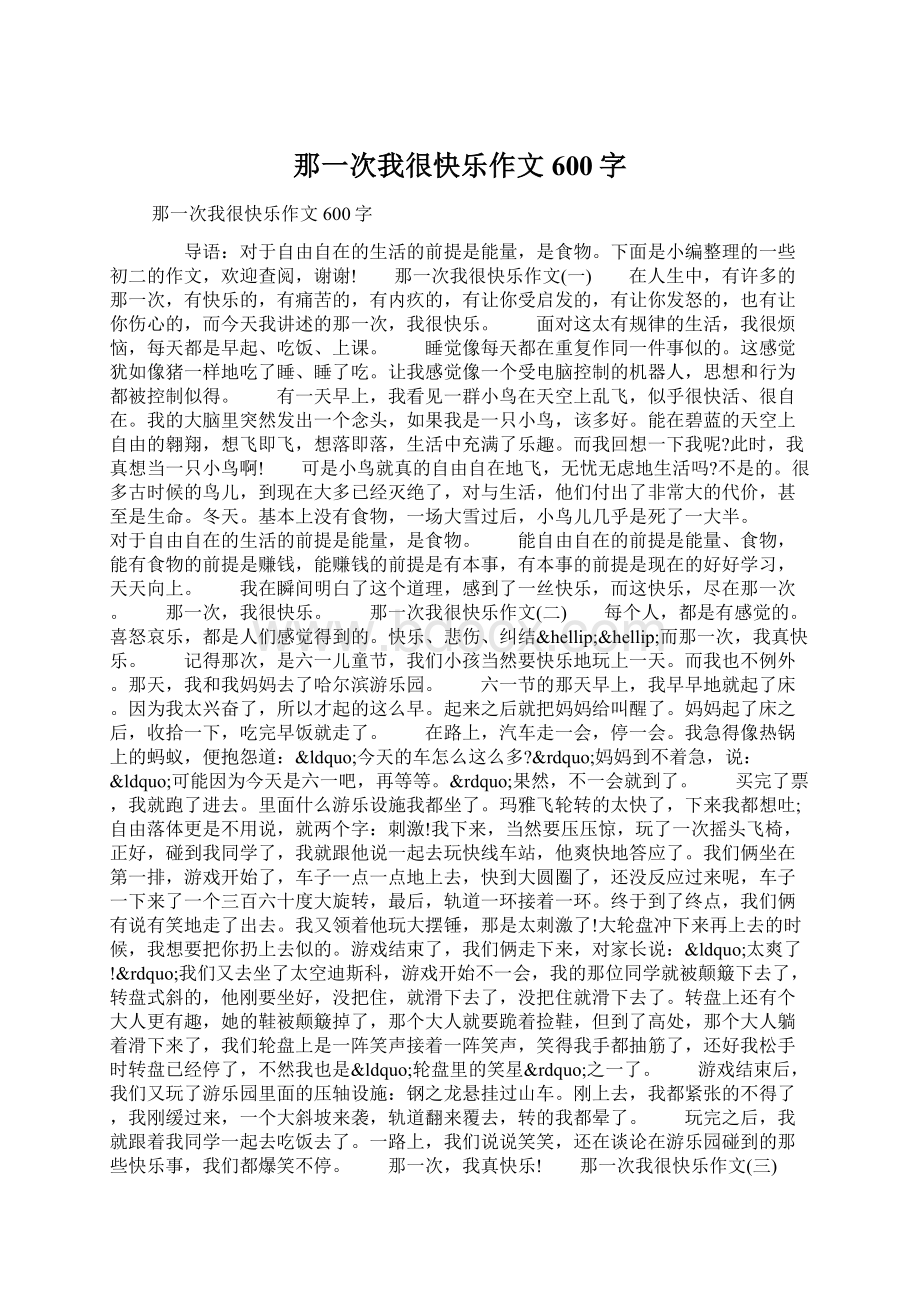 那一次我很快乐作文600字.docx