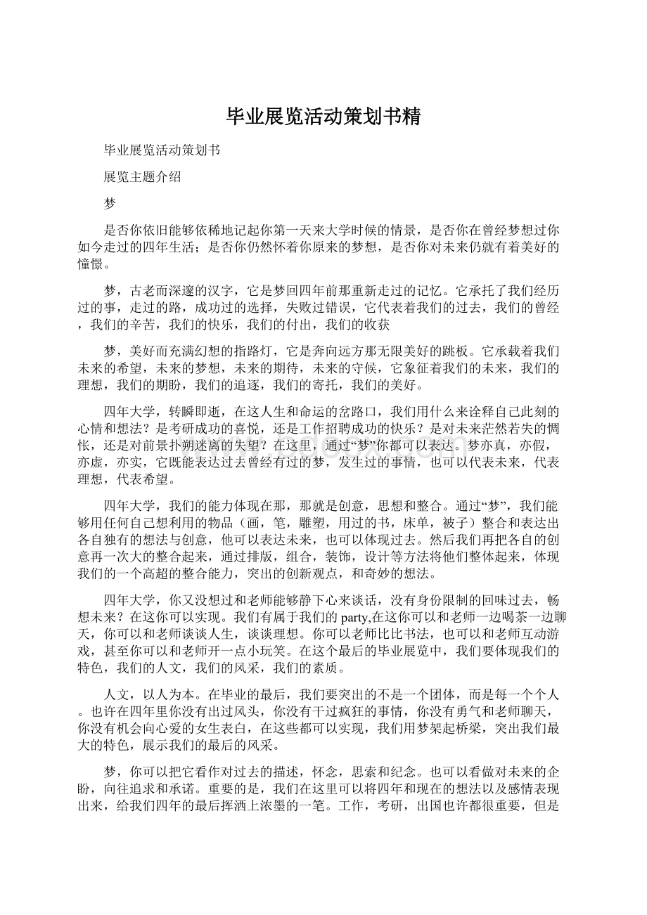 毕业展览活动策划书精Word格式文档下载.docx