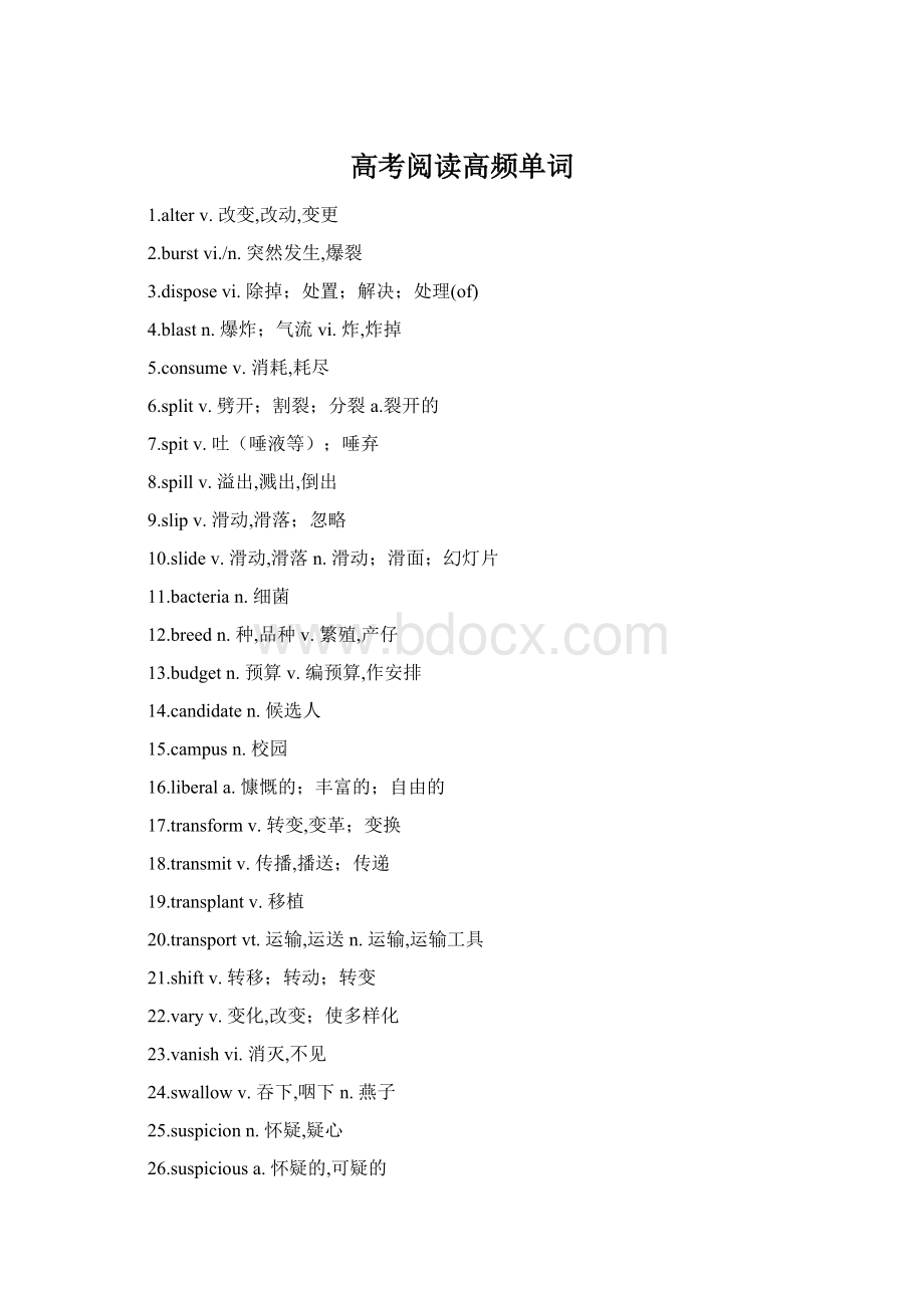 高考阅读高频单词Word下载.docx_第1页
