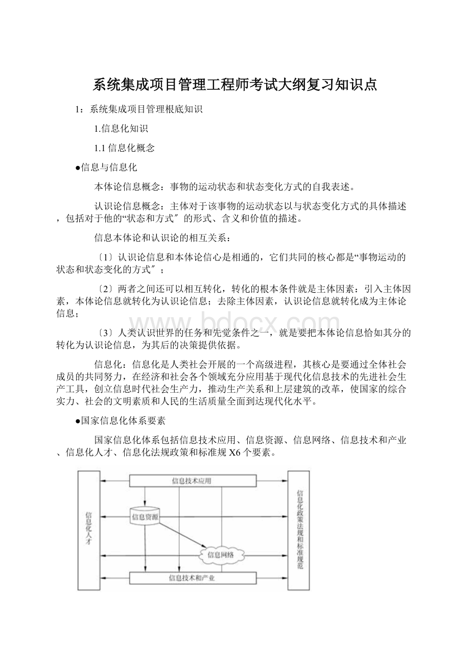 系统集成项目管理工程师考试大纲复习知识点Word文件下载.docx