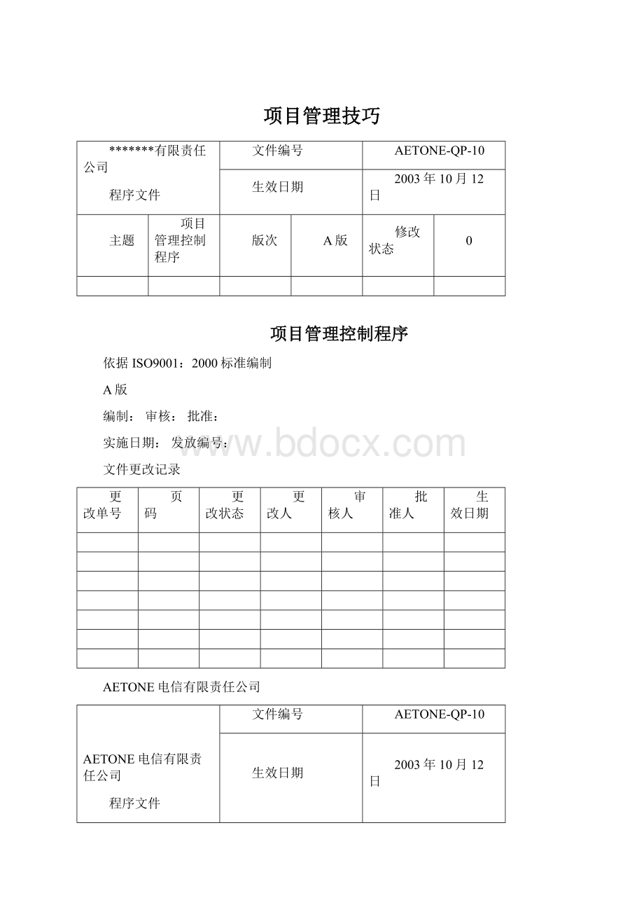 项目管理技巧Word格式.docx