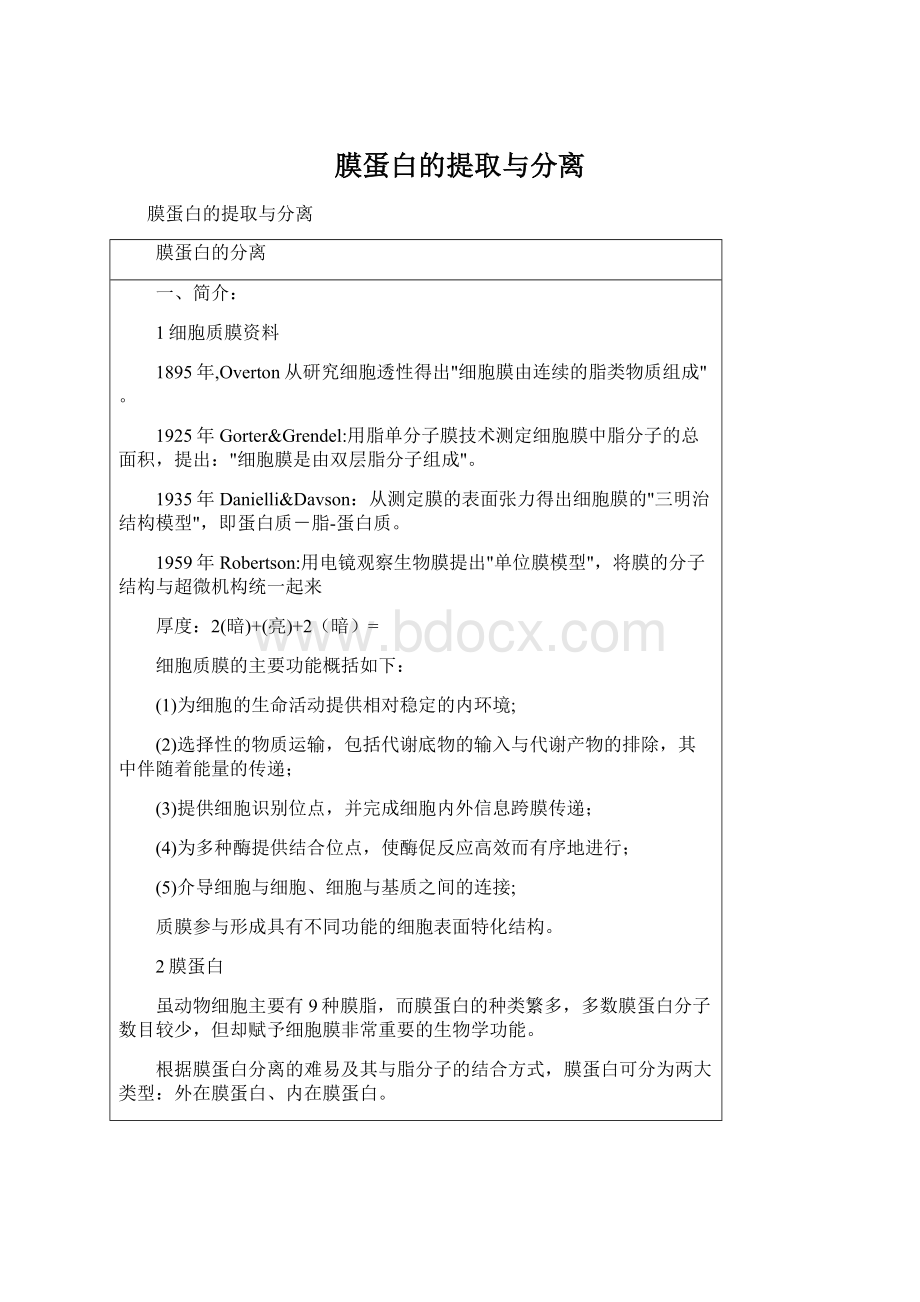 膜蛋白的提取与分离Word格式文档下载.docx