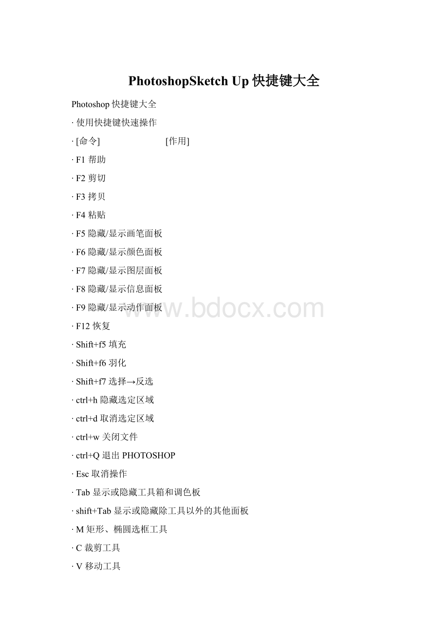 PhotoshopSketch Up快捷键大全Word文件下载.docx
