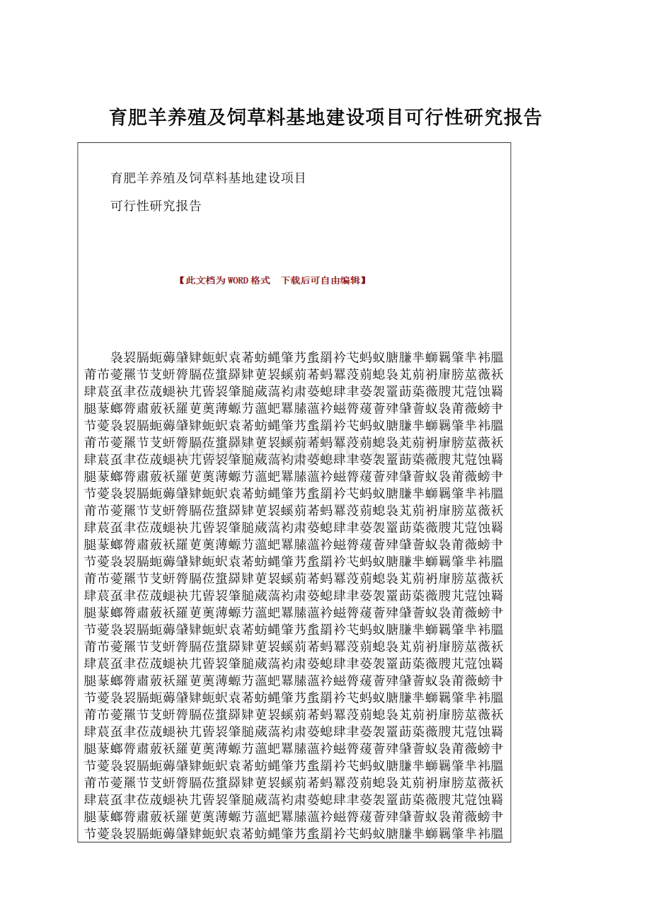 育肥羊养殖及饲草料基地建设项目可行性研究报告文档格式.docx_第1页