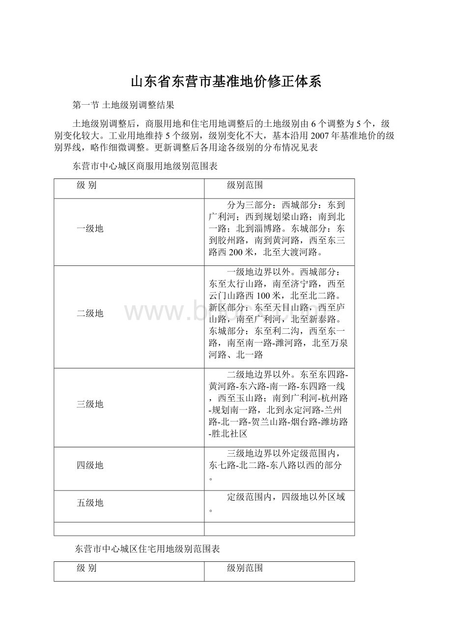 山东省东营市基准地价修正体系.docx