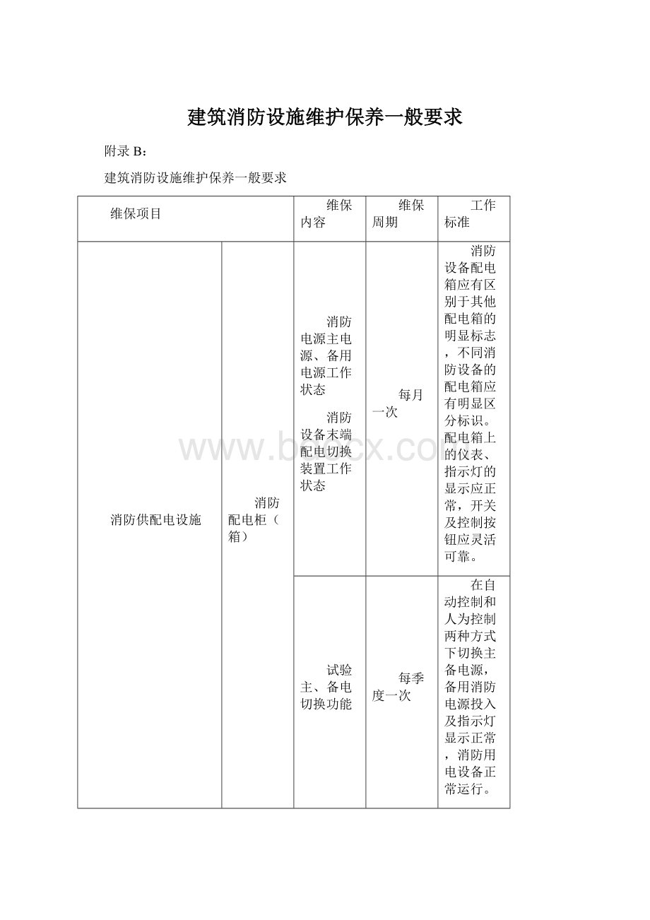 建筑消防设施维护保养一般要求Word格式文档下载.docx_第1页