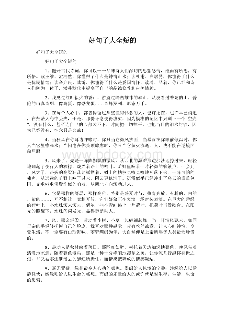 好句子大全短的Word格式文档下载.docx_第1页