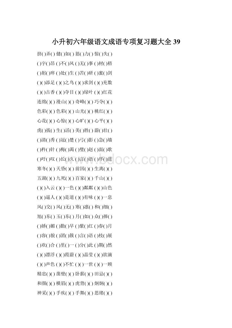 小升初六年级语文成语专项复习题大全39.docx_第1页