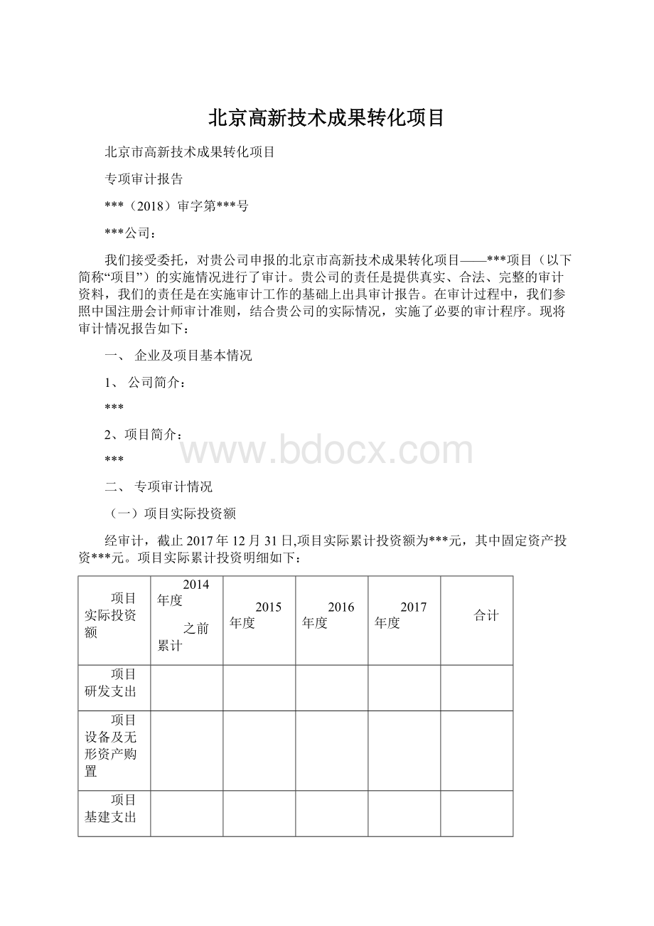 北京高新技术成果转化项目Word文档格式.docx