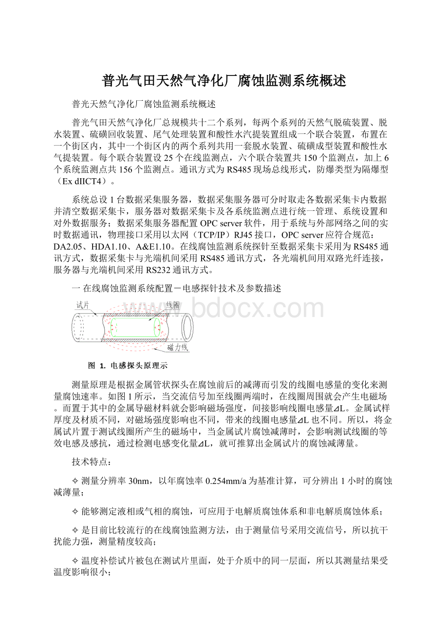 普光气田天然气净化厂腐蚀监测系统概述文档格式.docx_第1页