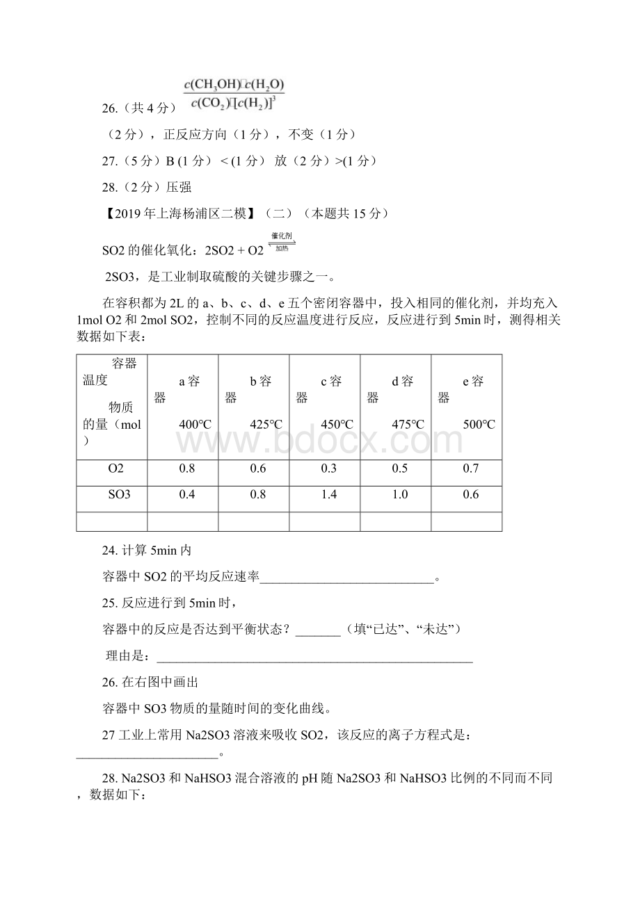 教育资料上海各区化学等级考二模试题分类汇编化学平衡答案不全学习精品文档格式.docx_第2页