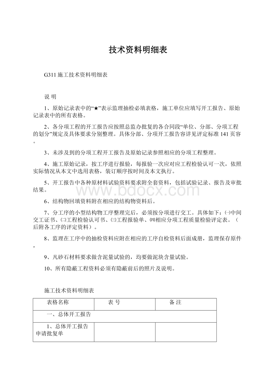 技术资料明细表Word格式文档下载.docx_第1页