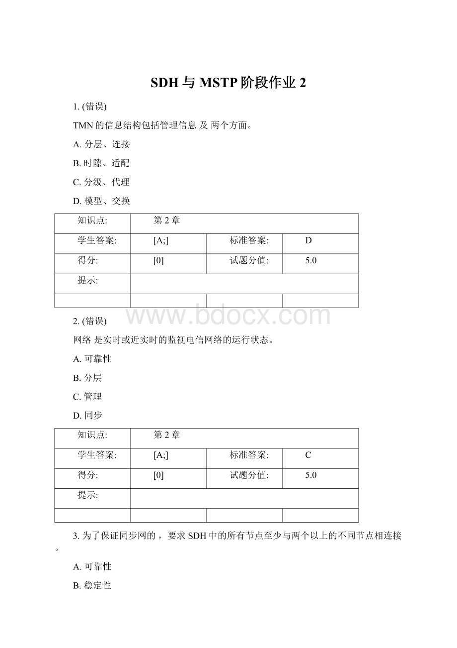 SDH与MSTP阶段作业2.docx