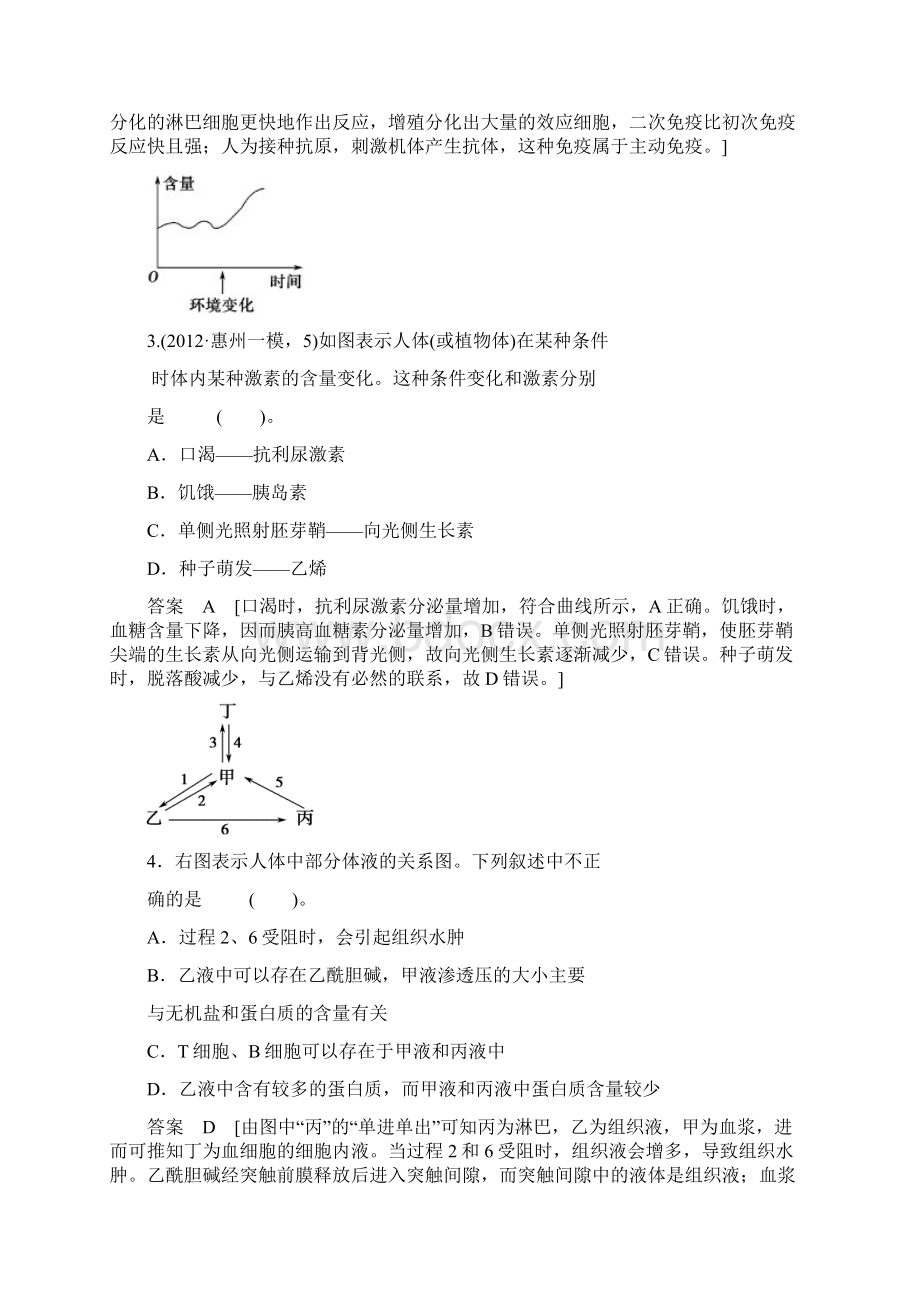 人体的稳态和免疫习题及答案Word下载.docx_第2页