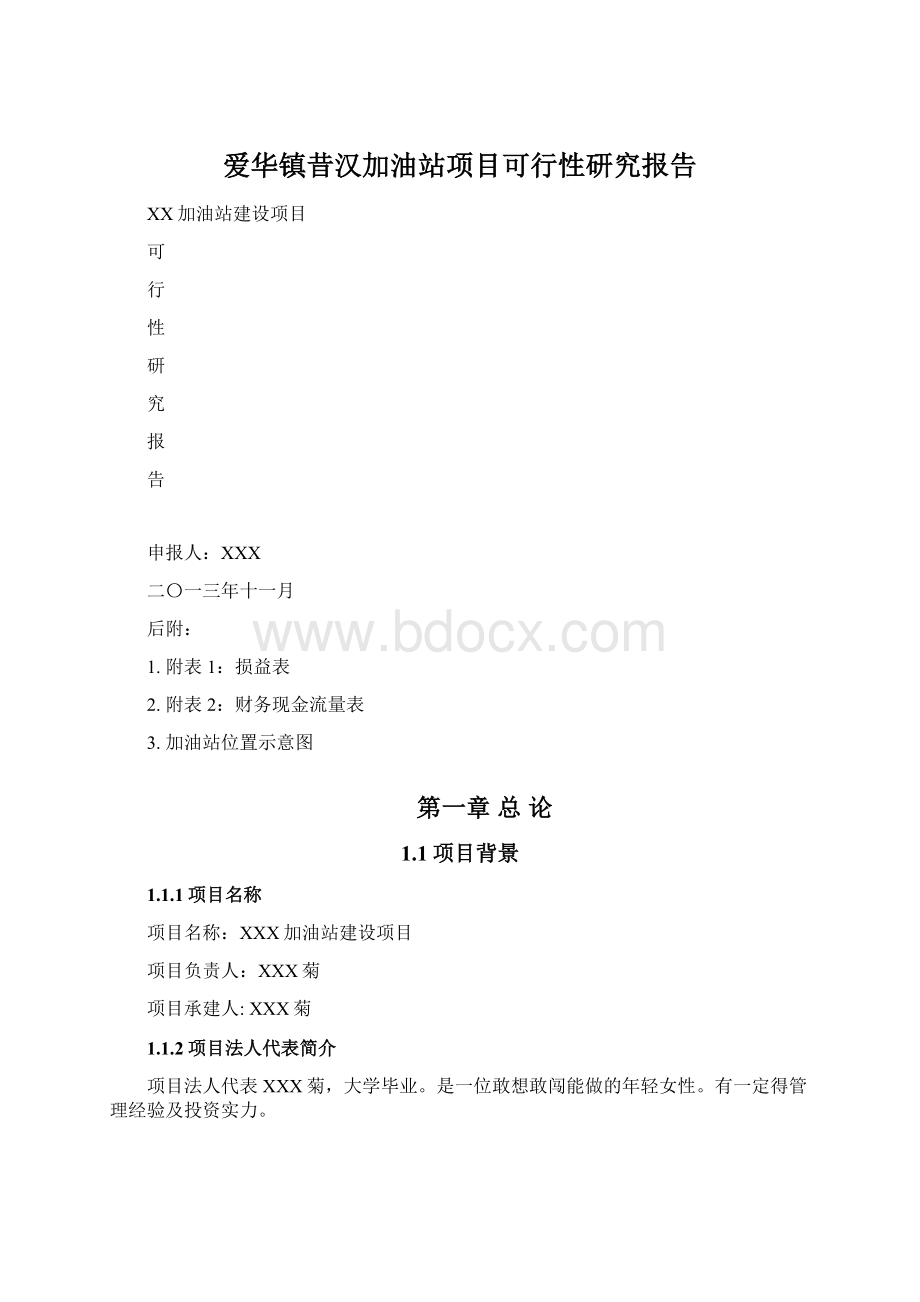 爱华镇昔汉加油站项目可行性研究报告.docx_第1页