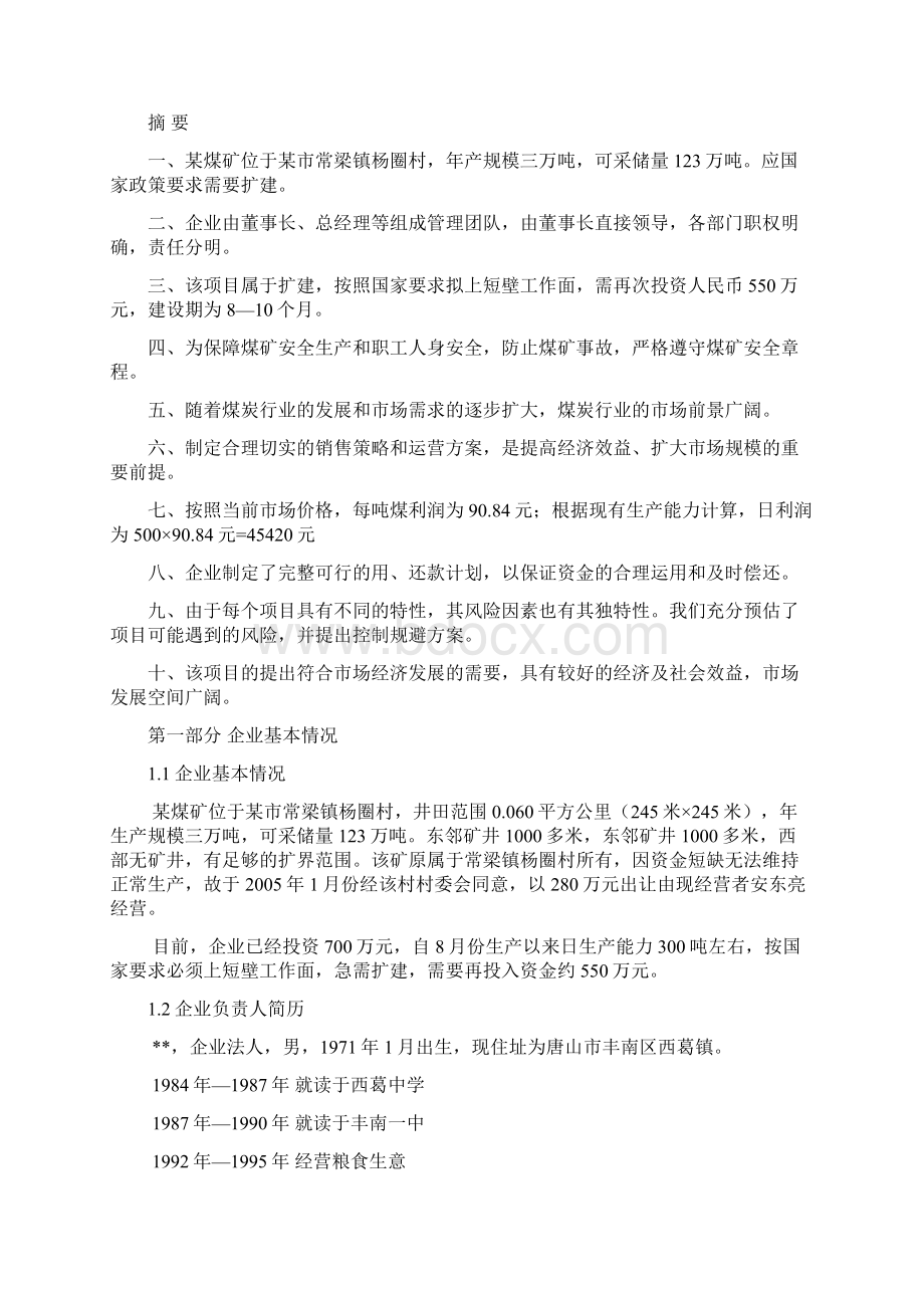 煤矿扩建项目商业计划书.docx_第2页