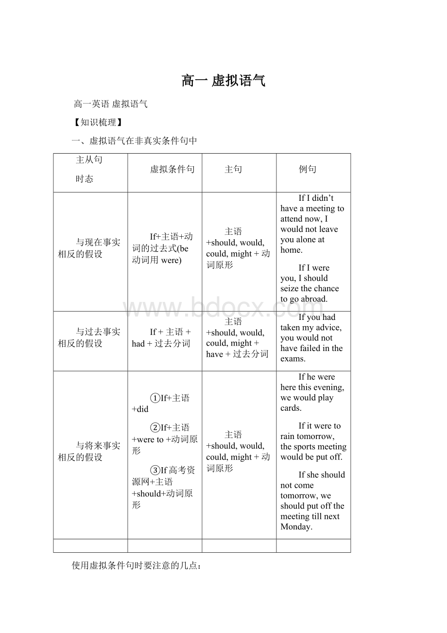 高一 虚拟语气文档格式.docx