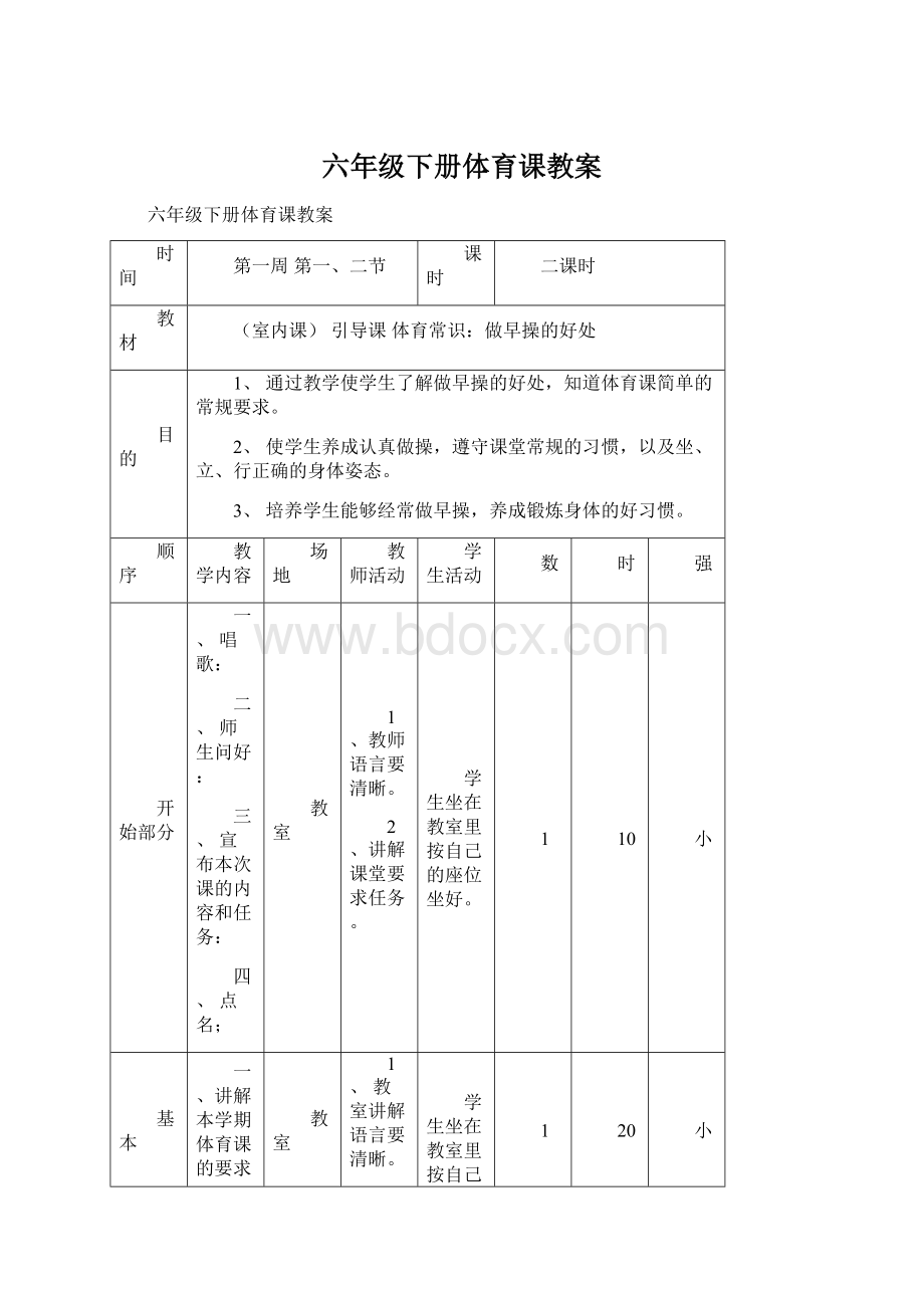 六年级下册体育课教案.docx_第1页