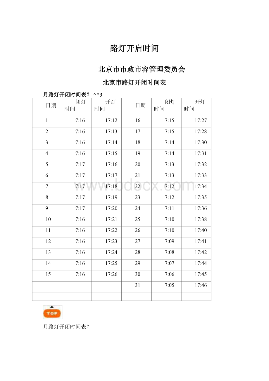 路灯开启时间Word文档下载推荐.docx_第1页