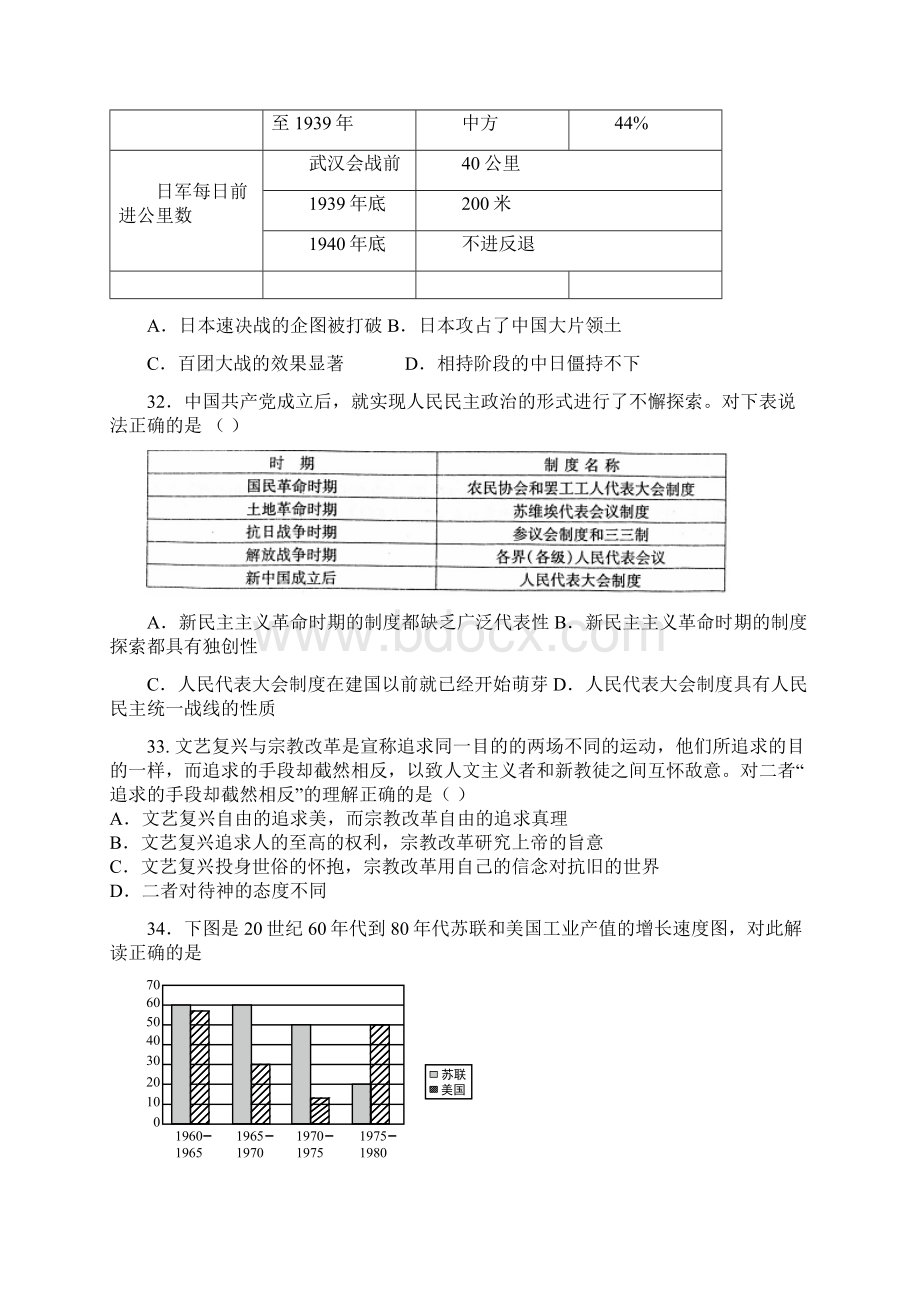 陕西省西安一中届高三下学期自主命题二历史 Word版含答案文档格式.docx_第3页