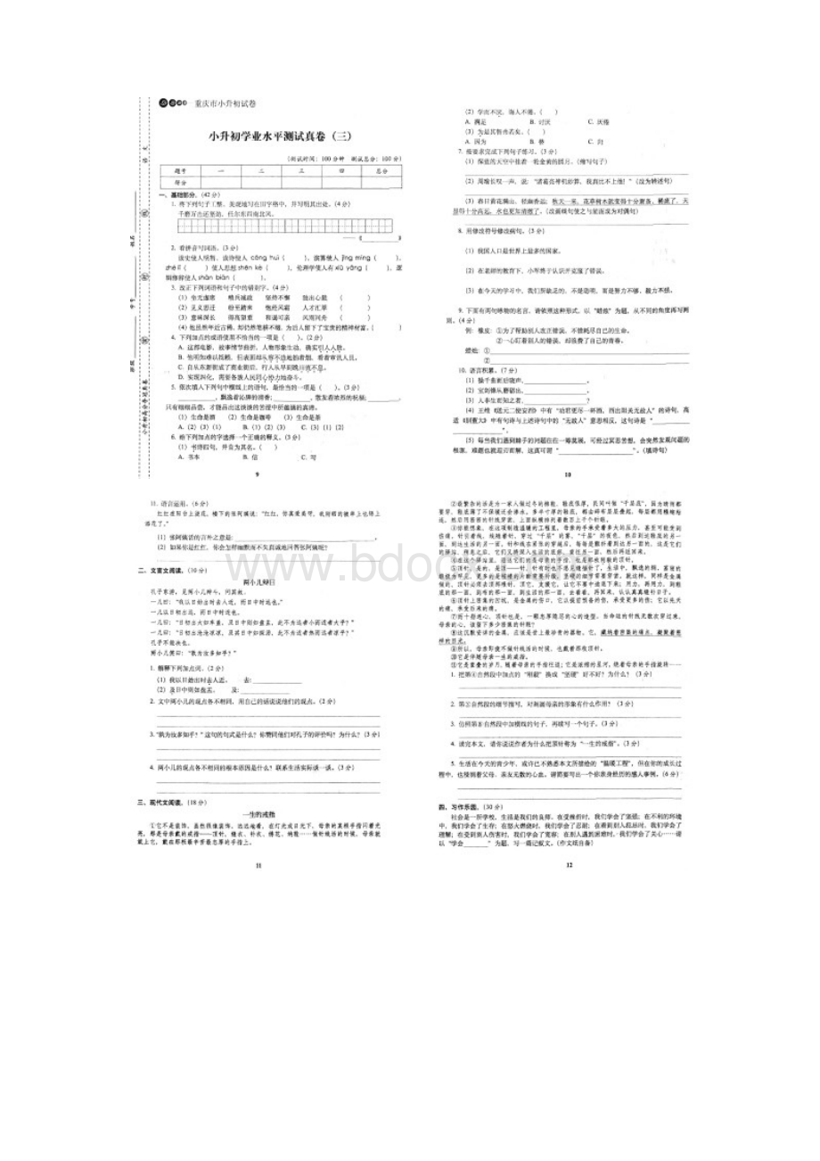 小升初语文全国名校真卷含答案Word格式.docx_第3页