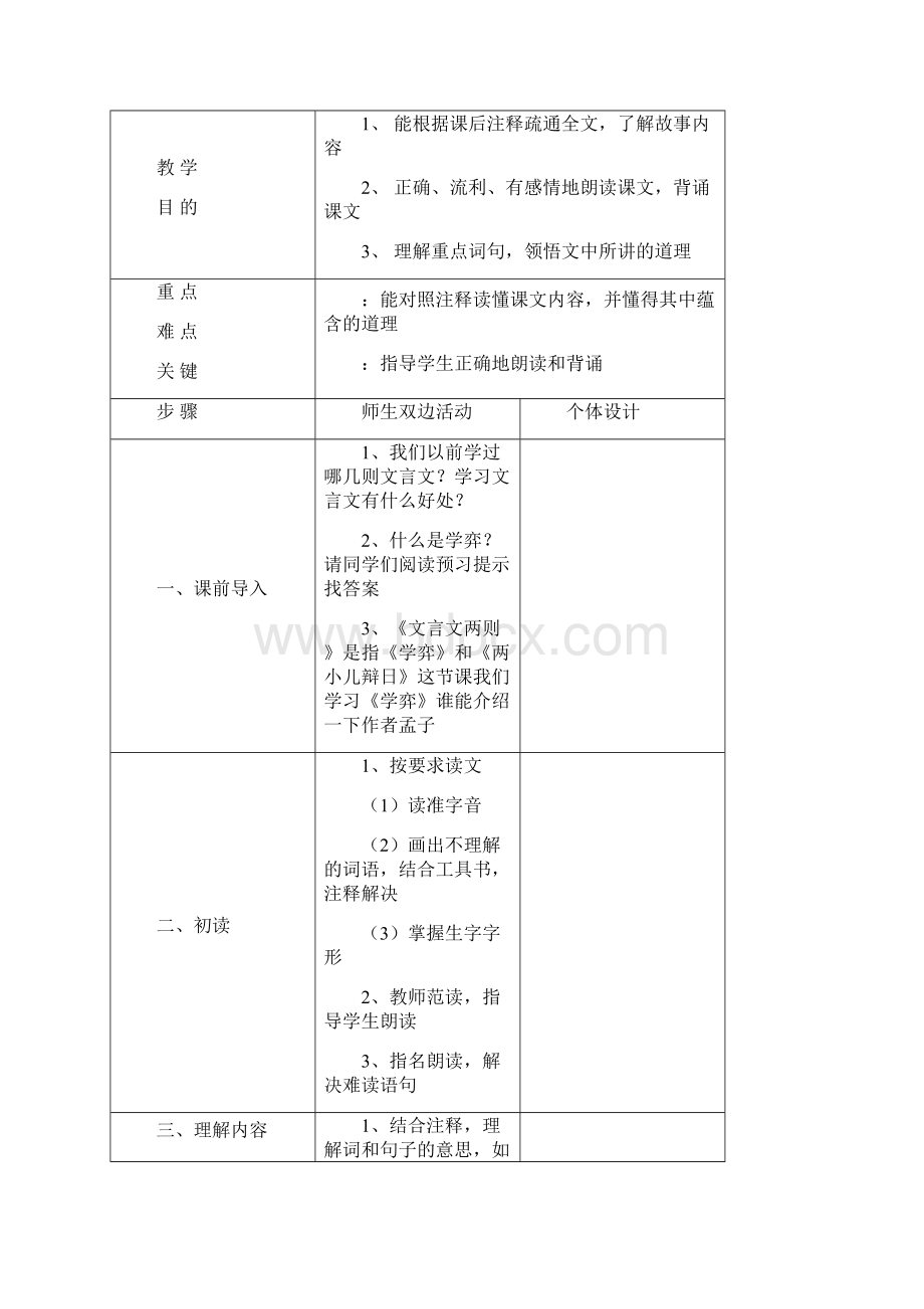 小学语文六年级下册教案表格.docx_第3页