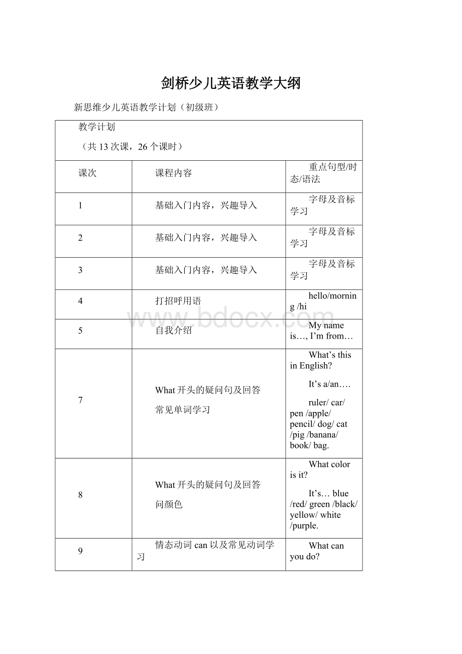 剑桥少儿英语教学大纲.docx_第1页