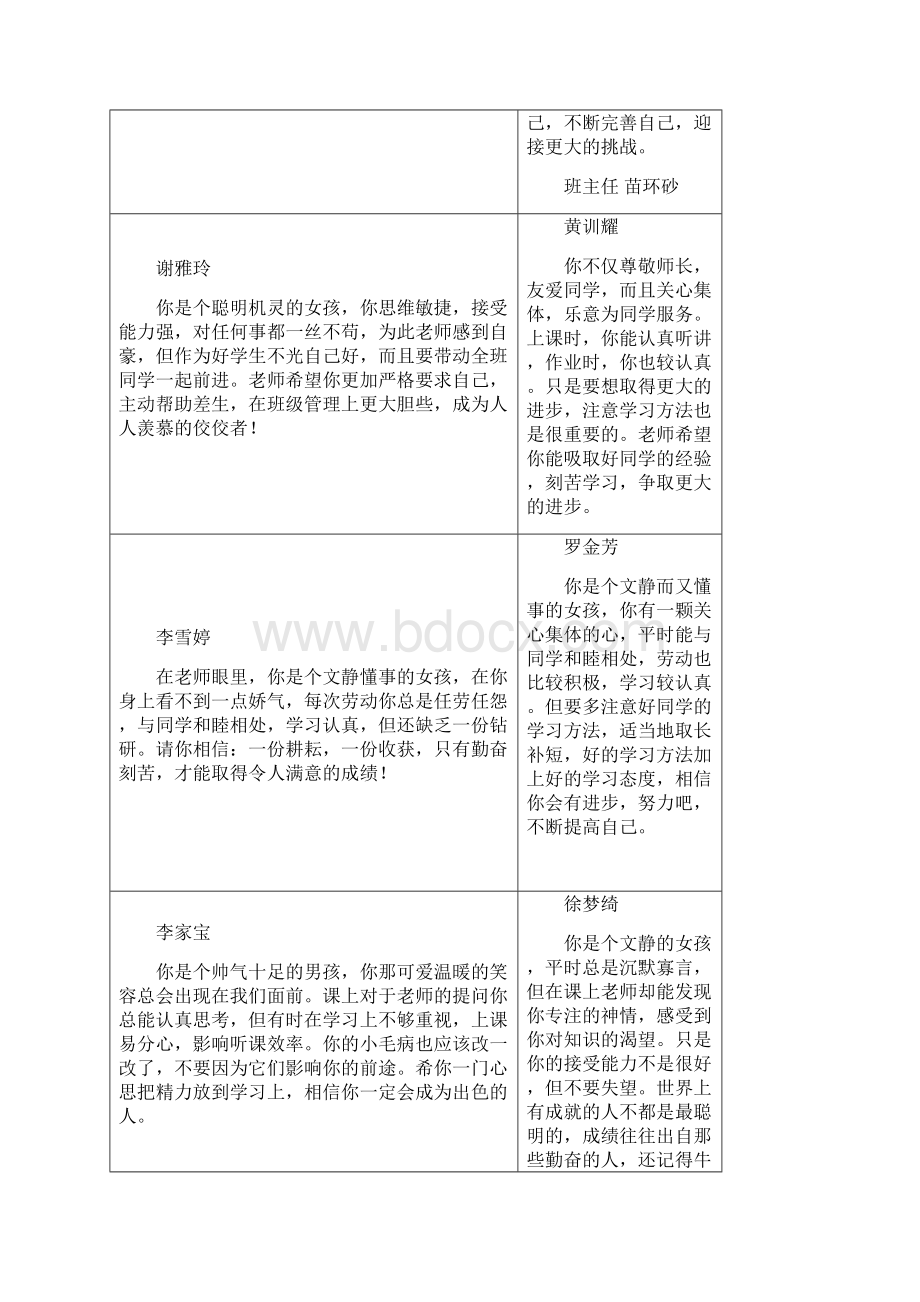 四年级第二学期期末学生评语 1.docx_第3页