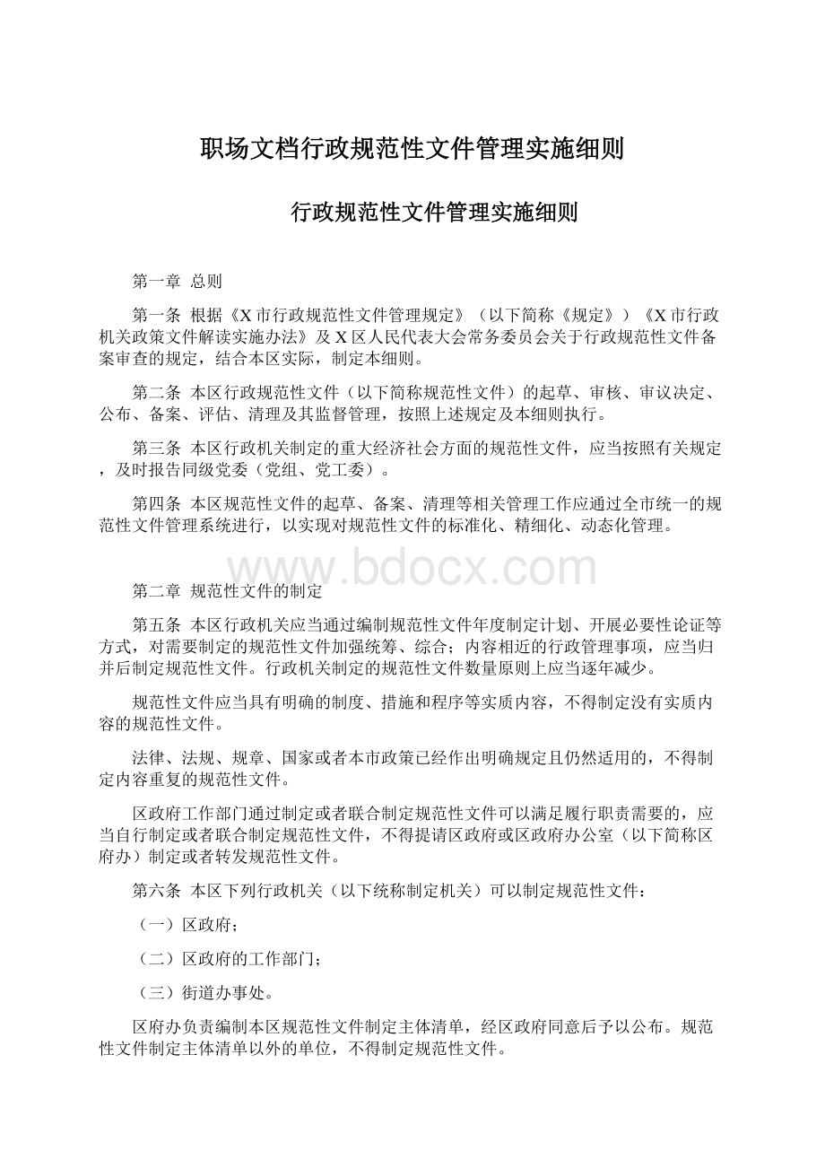 职场文档行政规范性文件管理实施细则.docx_第1页