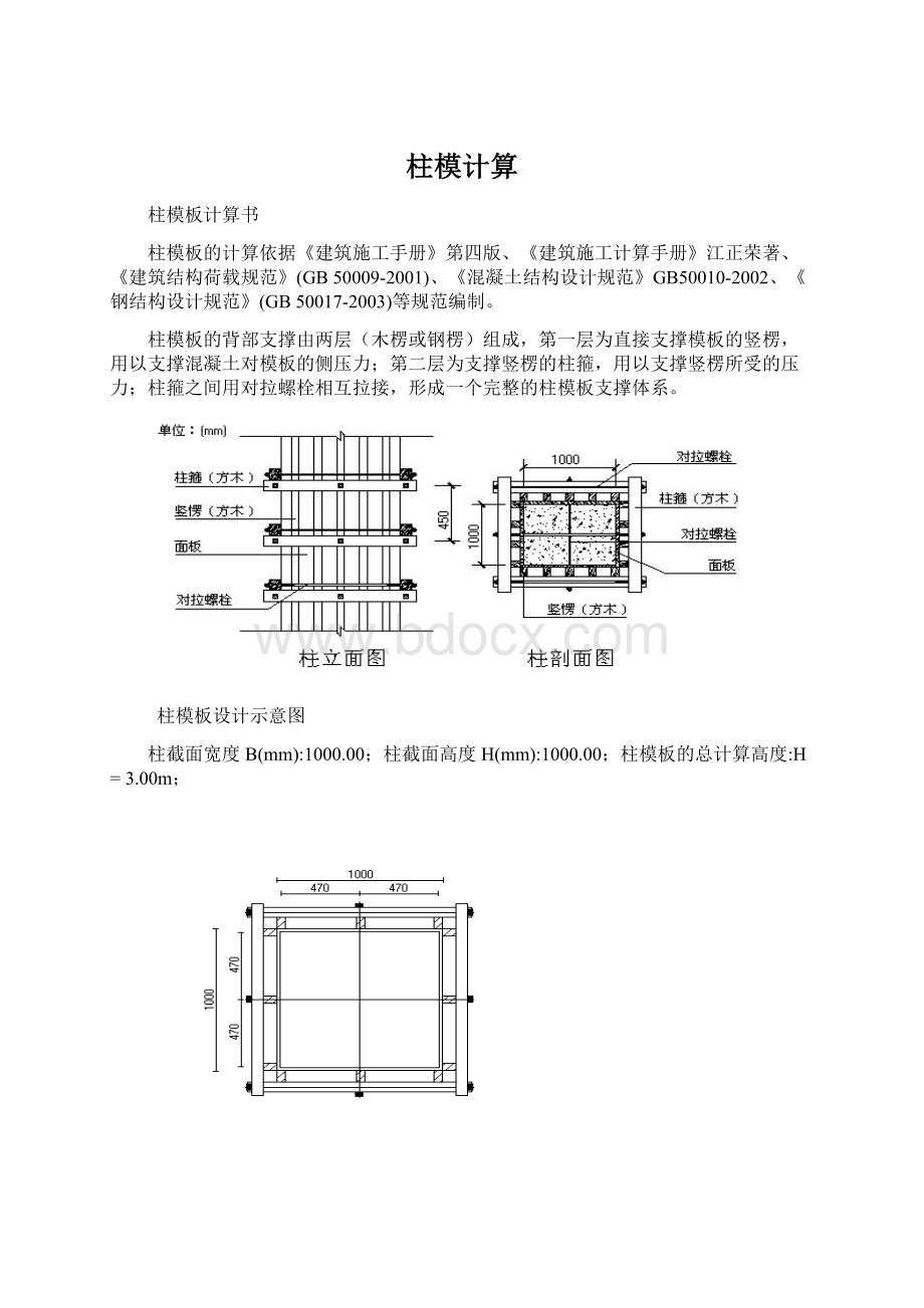 柱模计算Word格式.docx