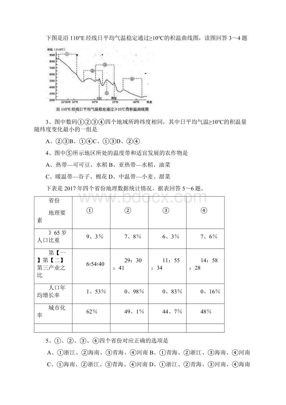 河南信阳高中高三第六次大考试题文综.docx_第2页