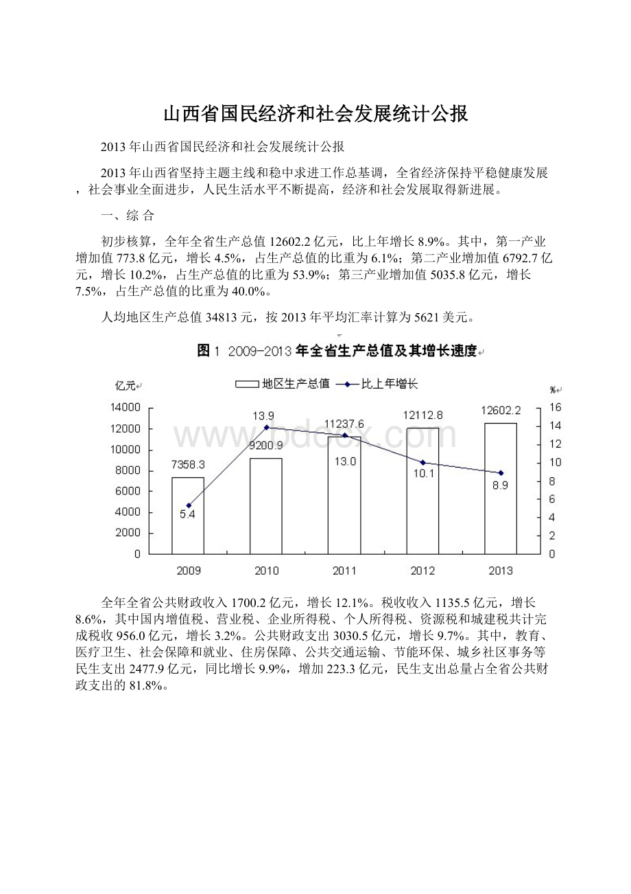山西省国民经济和社会发展统计公报.docx_第1页