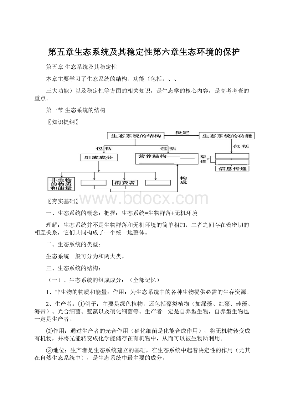 第五章生态系统及其稳定性第六章生态环境的保护Word格式文档下载.docx_第1页