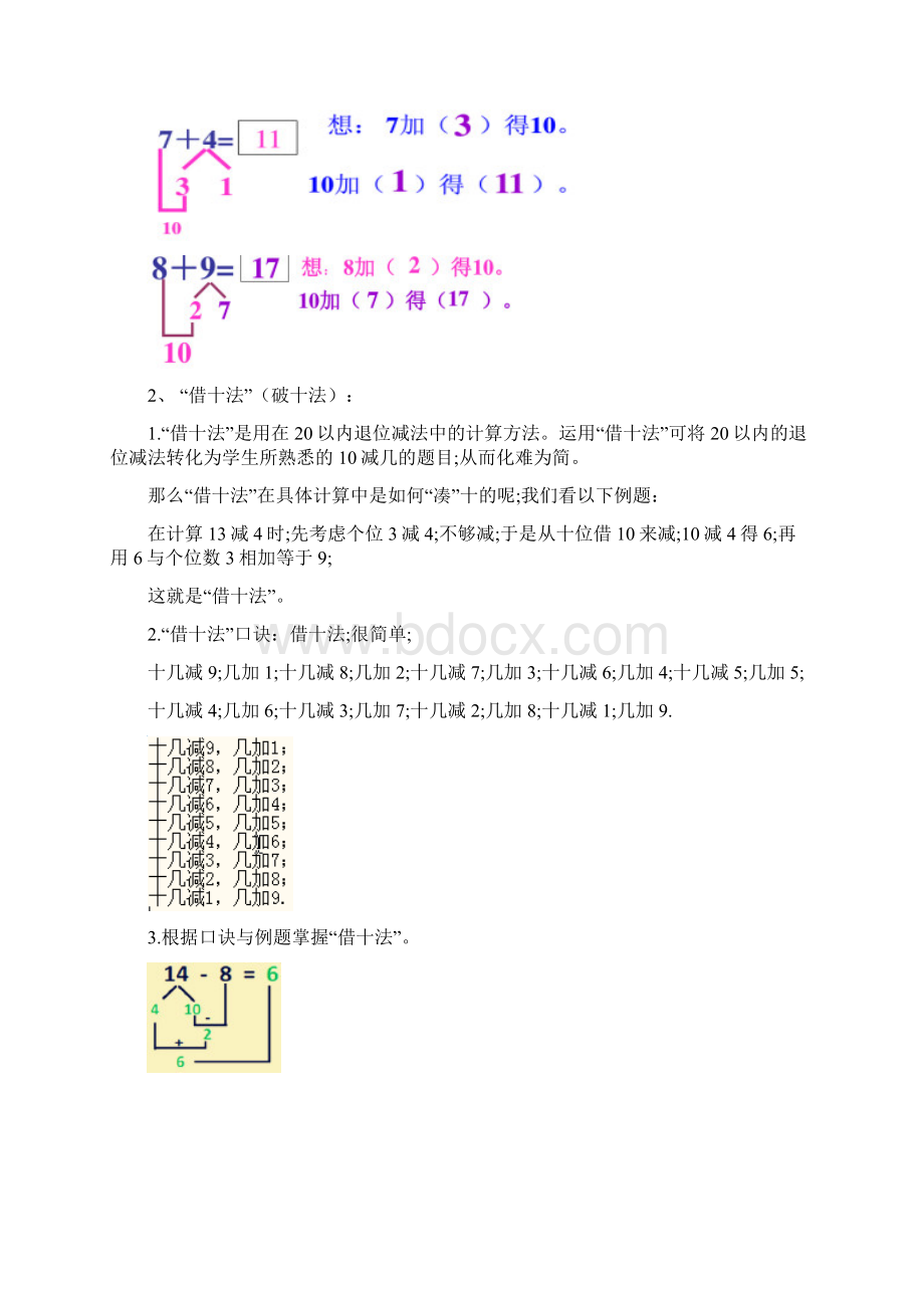 小学数学小学一年级数学上册凑十法破十法借十法练习题.docx_第2页