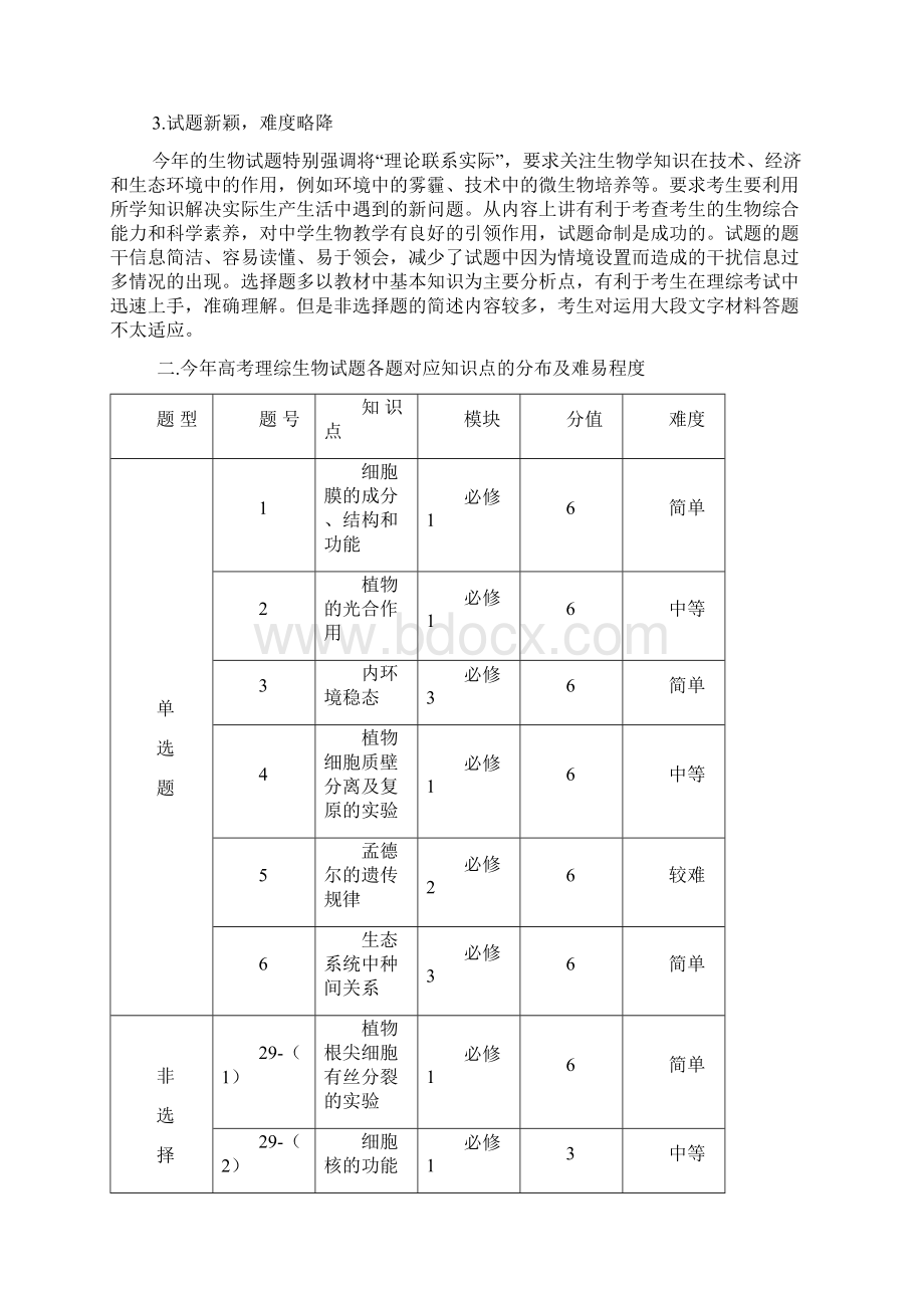 江西省高考理综生物试题评析及展望Word下载.docx_第2页