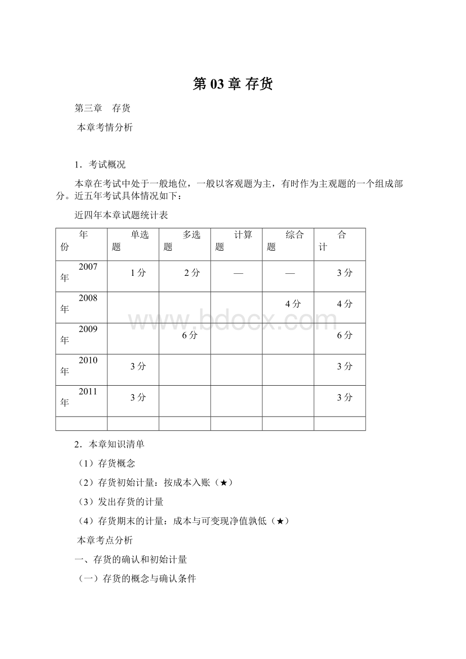 第03章 存货Word格式.docx