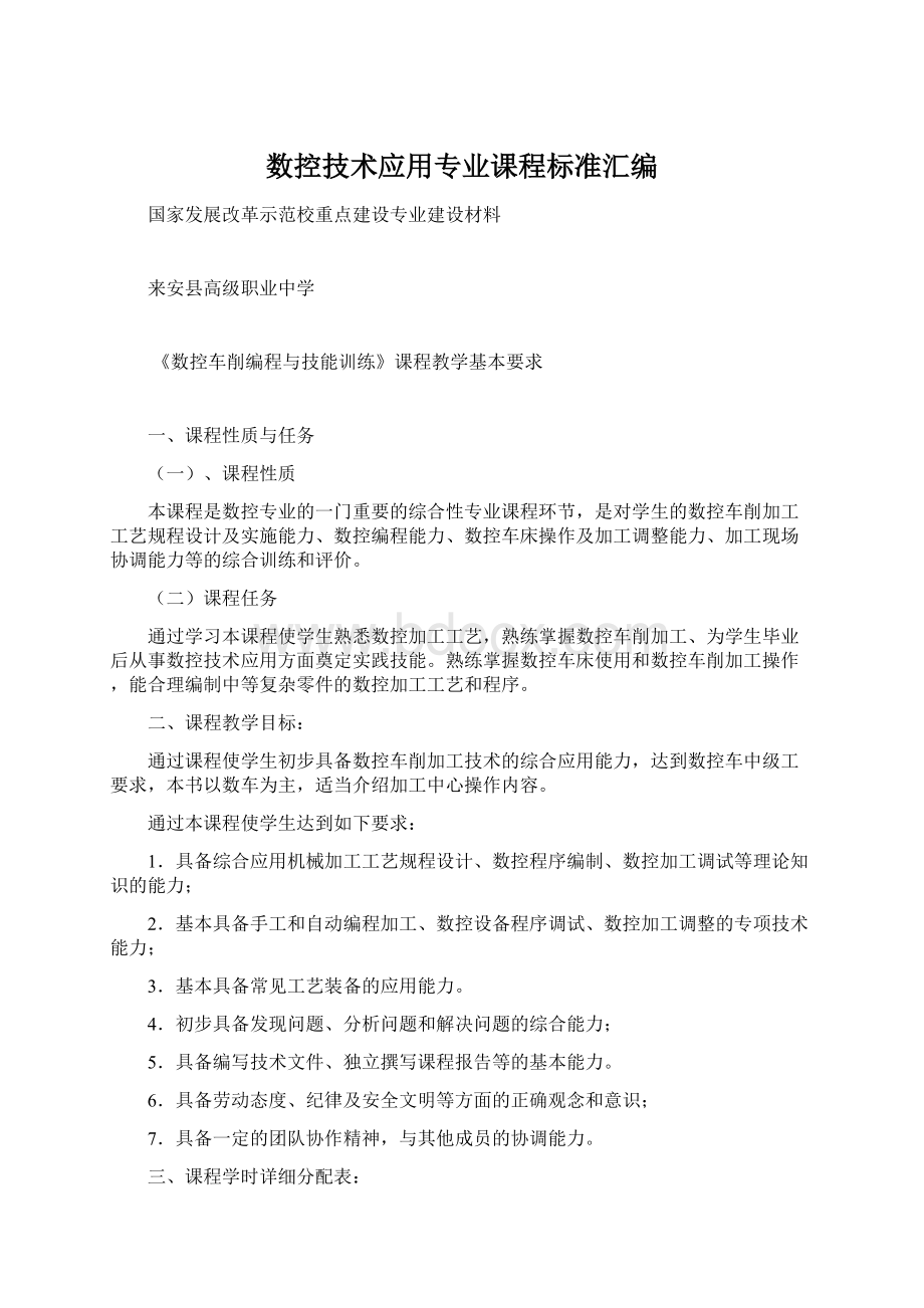 数控技术应用专业课程标准汇编.docx