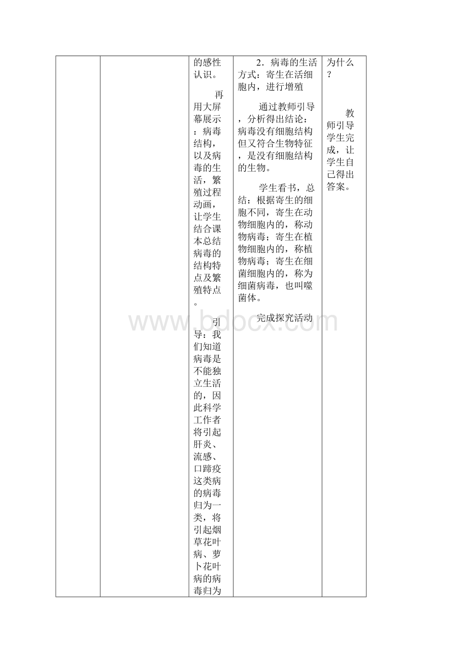 人教版生物八年级上册55《病毒》教案Word文件下载.docx_第3页