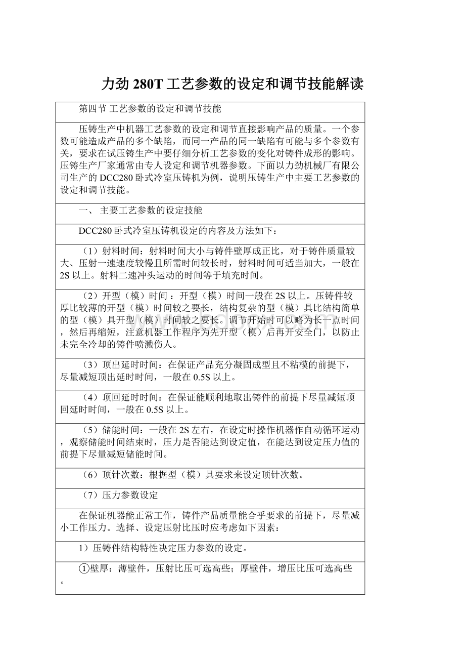 力劲280T工艺参数的设定和调节技能解读Word文件下载.docx_第1页