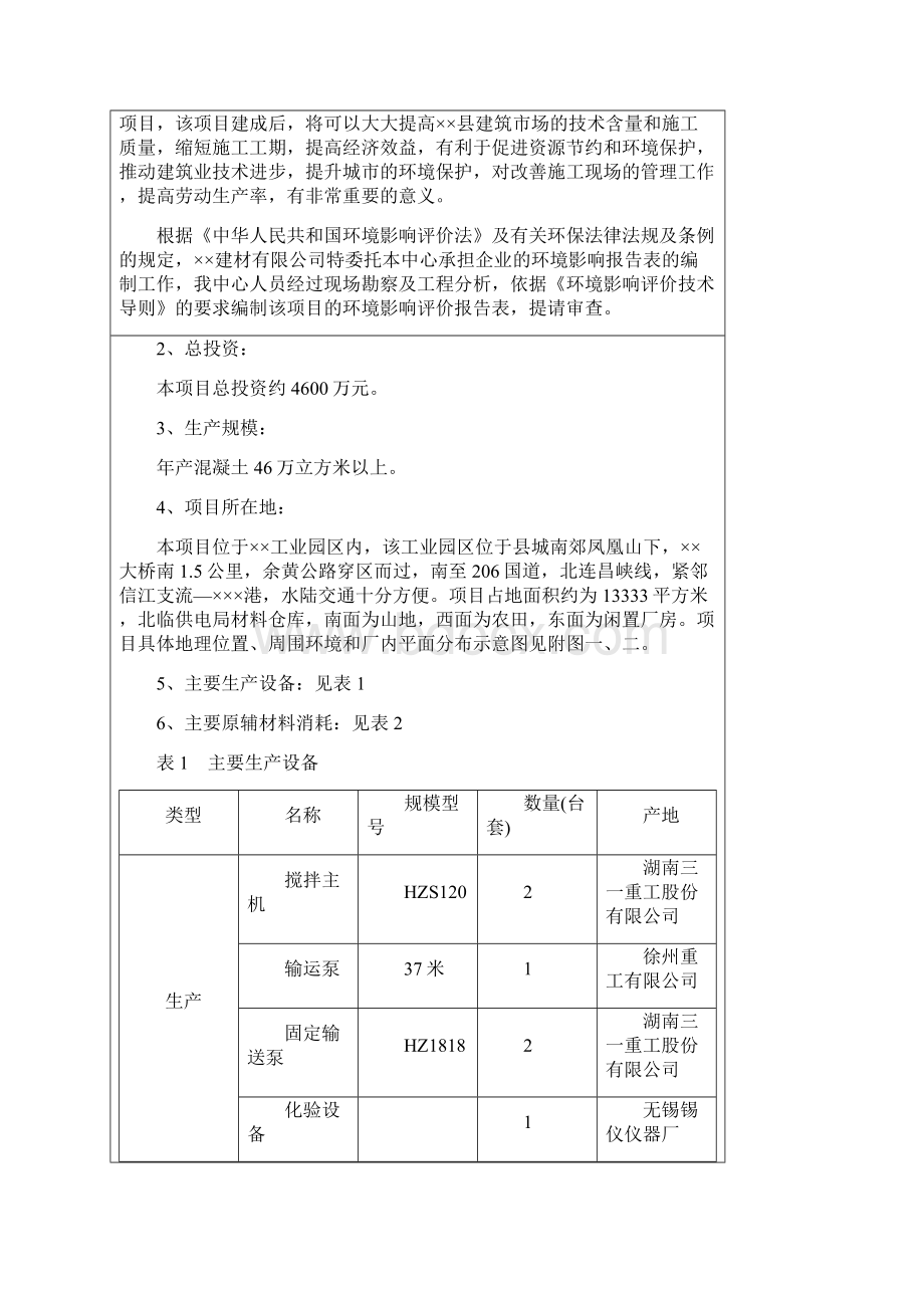 县预拌混凝土生产销售项目环评报告书文档格式.docx_第3页