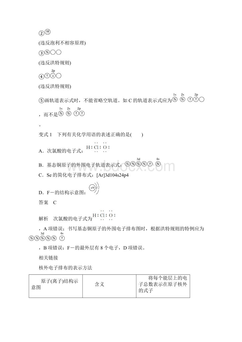 学年高中化学第1章微型专题一核外电子排布表示方法的判断及应用教案鲁科版选修3.docx_第2页