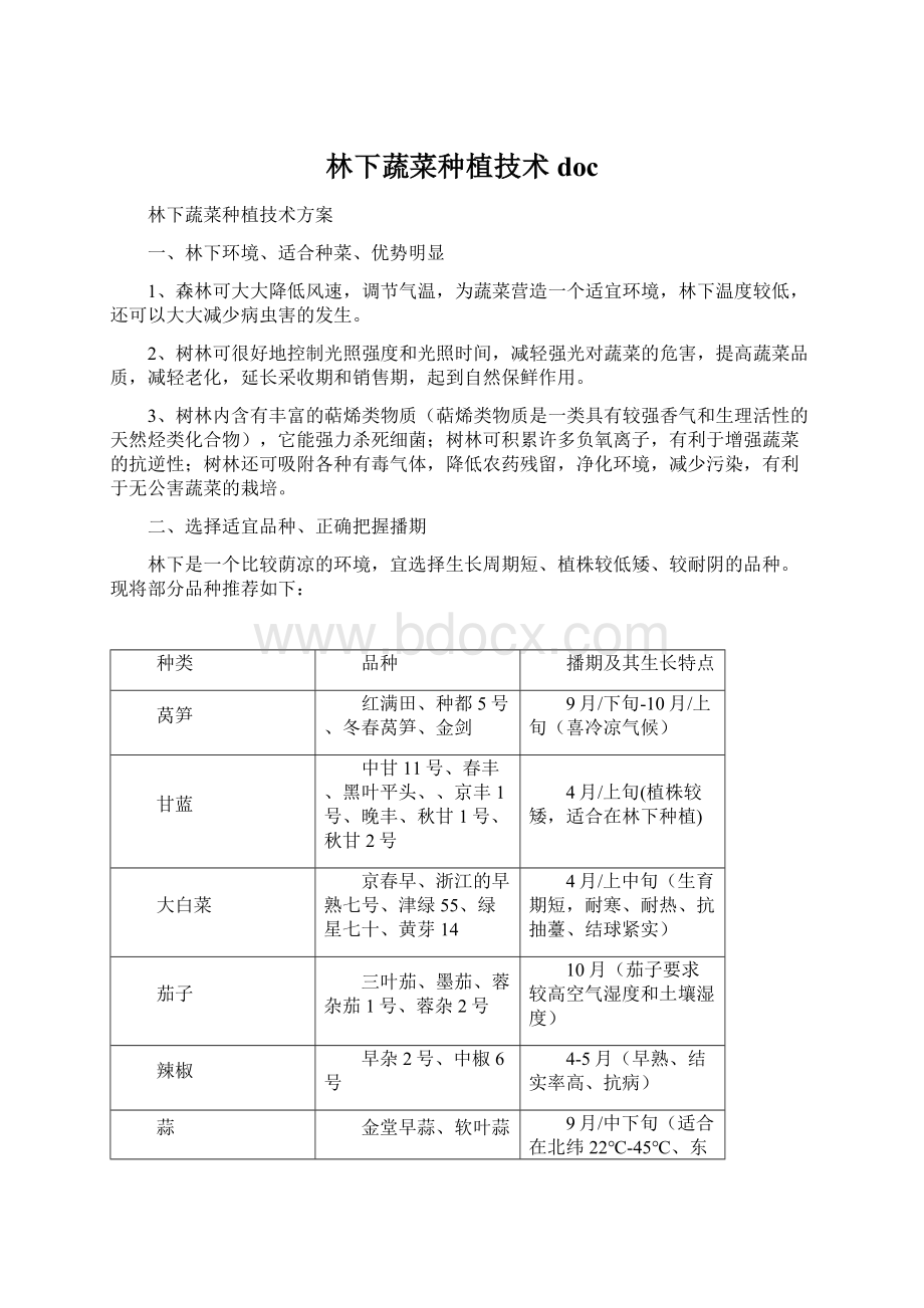 林下蔬菜种植技术docWord格式.docx