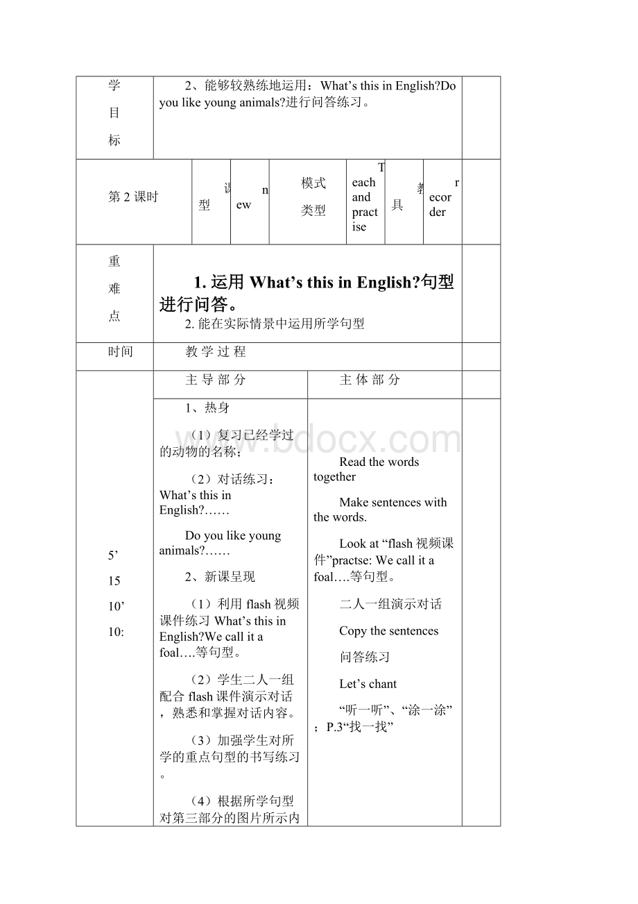 新版英语小学五年级下册全册教案.docx_第3页