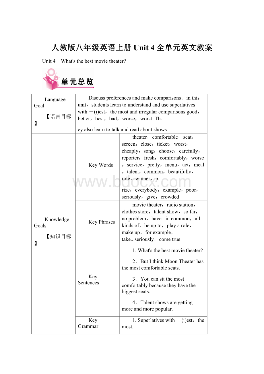 人教版八年级英语上册 Unit 4 全单元英文教案.docx