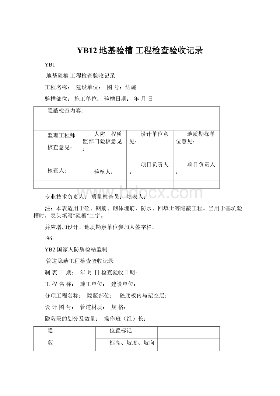 YB12地基验槽 工程检查验收记录.docx