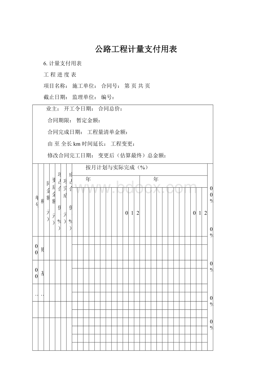 公路工程计量支付用表Word格式.docx_第1页