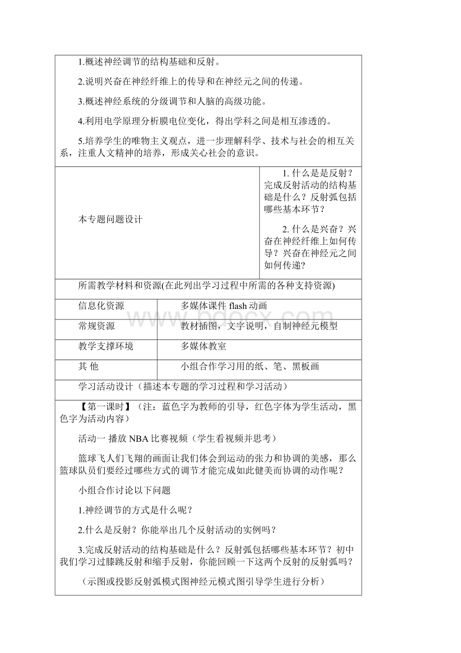 高中生物同步教案第2章《神经调节和体液调节》单元设计新人教版必修3.docx_第3页