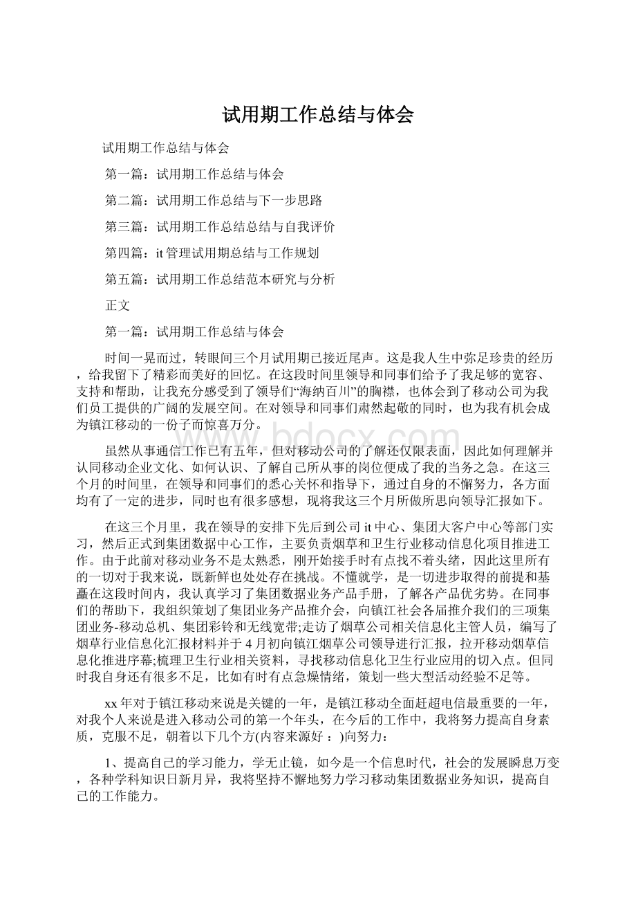 试用期工作总结与体会.docx