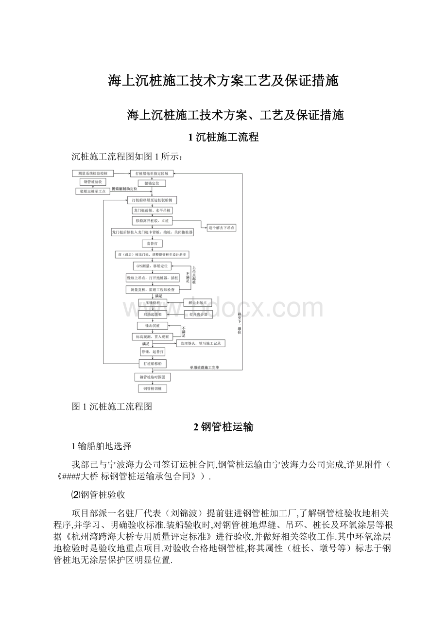 海上沉桩施工技术方案工艺及保证措施.docx_第1页